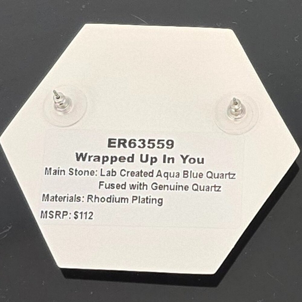 NWT Bomb Party Aqua Blue Quartz Earrings - Picture 5 of 5